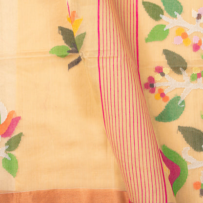 Peach Dhakai Jamdani Muslin Silk Saree For Party Wear PV MJ 181
