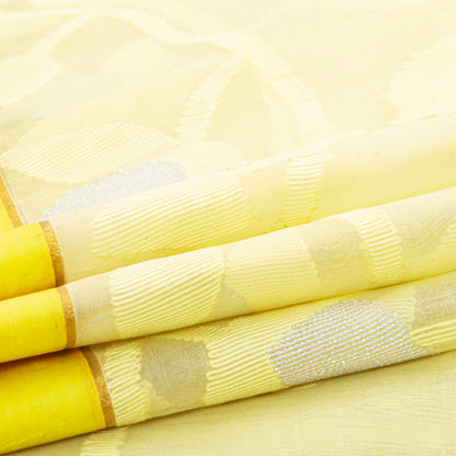 Yellow Dhakai Jamdani Muslin Silk Saree For Party Wear PV MJ 180