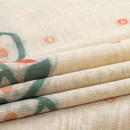 Off White Munga Tussar Silk Jamdani Saree For Party Wear PV MJ 184