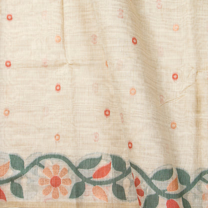 Off White Munga Tussar Silk Jamdani Saree For Party Wear PV MJ 184