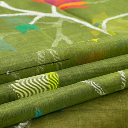 Green Dhakai Jamdani Muslin Silk Saree For Party Wear PV MJ 185