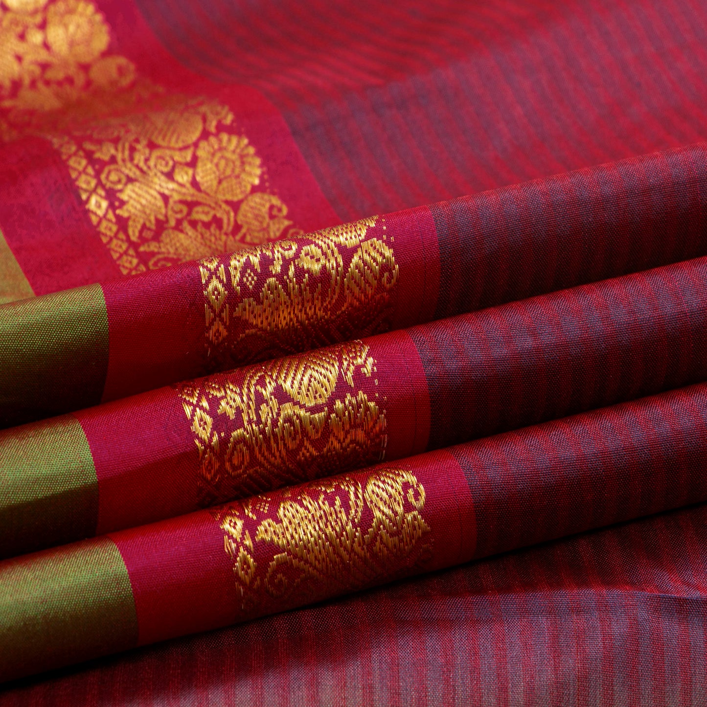 Maroon And Green Kanchipuram Silk Saree For Festive Wear PV NYC 1818