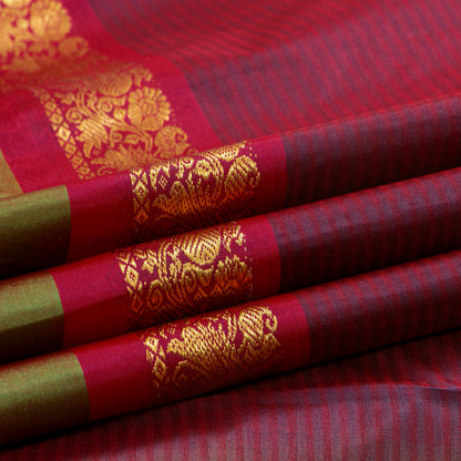 Maroon And Green Kanchipuram Silk Saree For Festive Wear PV NYC 1818