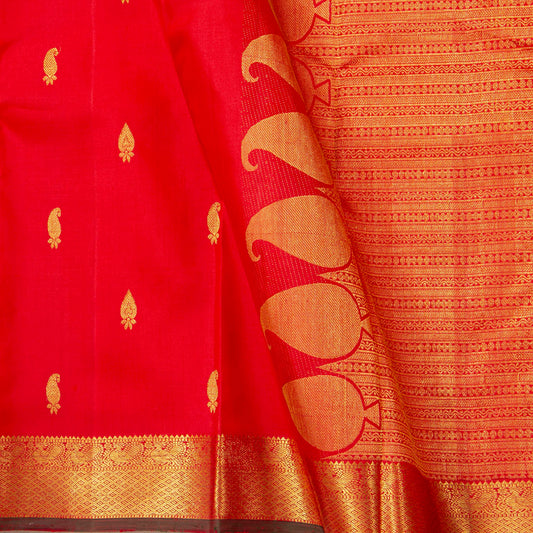 Red Kanchipuram Silk Saree For Festive Wear PV NYC 1838