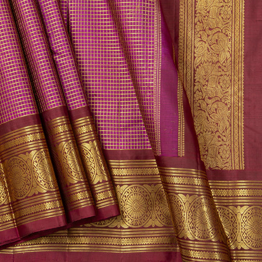 Magenta And Maroon Kanchipuram Silk Saree For Wedding Wear PV NYC 1772