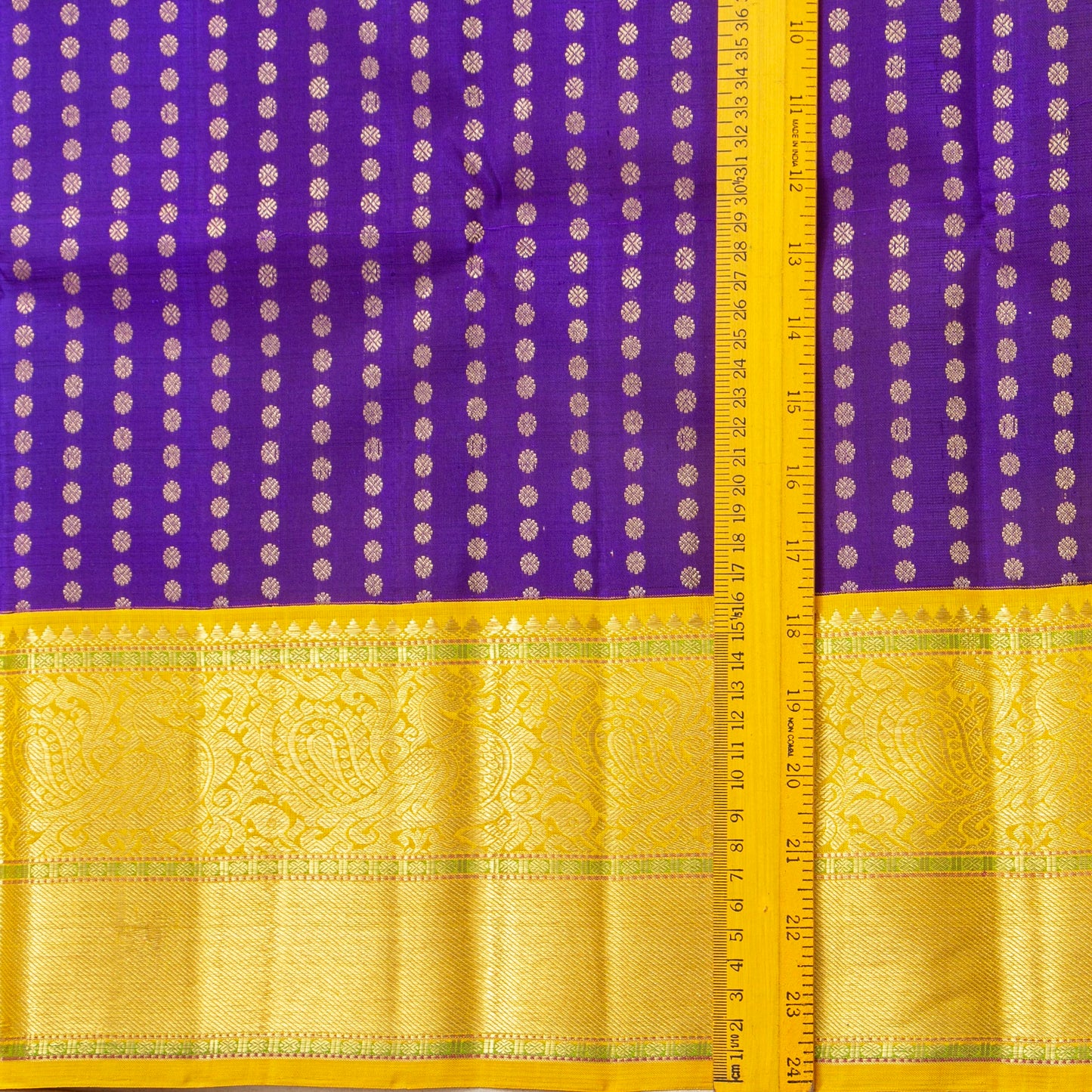 Violet And Yellow Kanchipuram Silk Saree For Wedding Wear PV NYC 1761