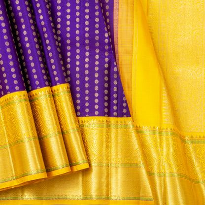 Violet And Yellow Kanchipuram Silk Saree For Wedding Wear PV NYC 1761