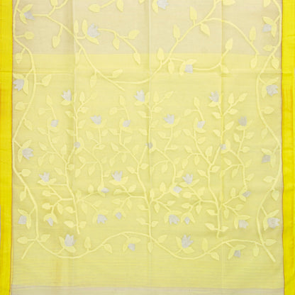 Yellow Dhakai Jamdani Muslin Silk Saree For Party Wear PV MJ 180