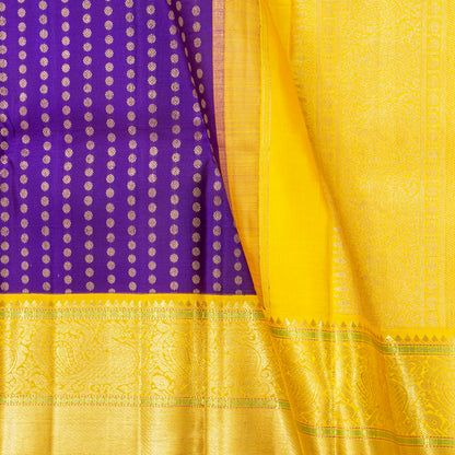 Violet And Yellow Kanchipuram Silk Saree For Wedding Wear PV NYC 1761