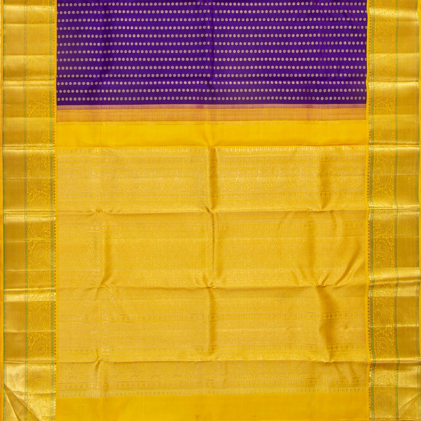 Violet And Yellow Kanchipuram Silk Saree For Wedding Wear PV NYC 1761