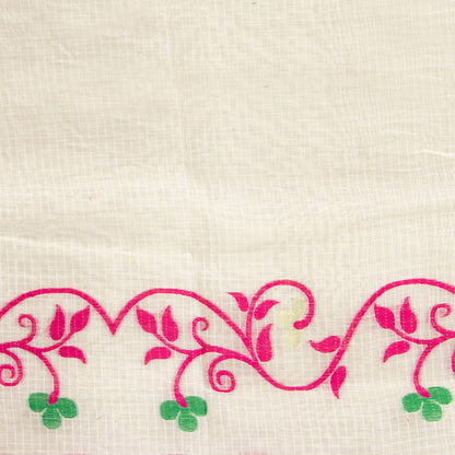 Off White Dhakai Jamdani Muslin Silk Saree For Party Wear PV MJ 168