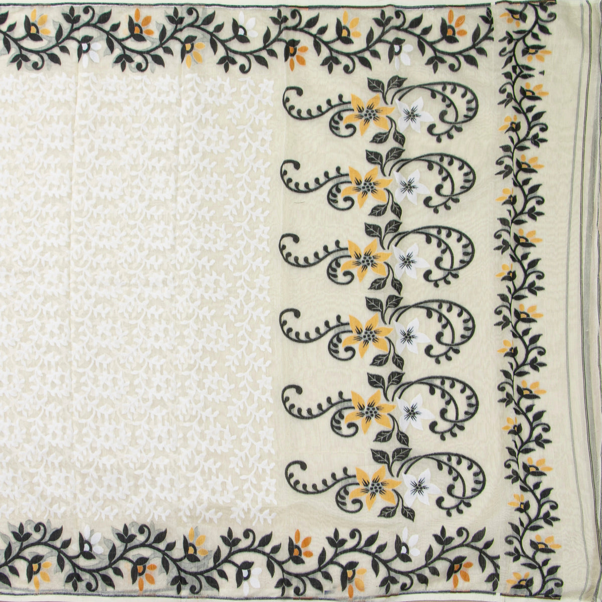 White Dhakai Jamdani Muslin Silk Saree For Party Wear PV MJ 173