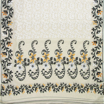 White Dhakai Jamdani Muslin Silk Saree For Party Wear PV MJ 173