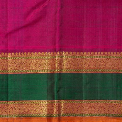Offwhite And Magenta Kanchipuram Silk Saree For Festive Wear PV NYC 1747