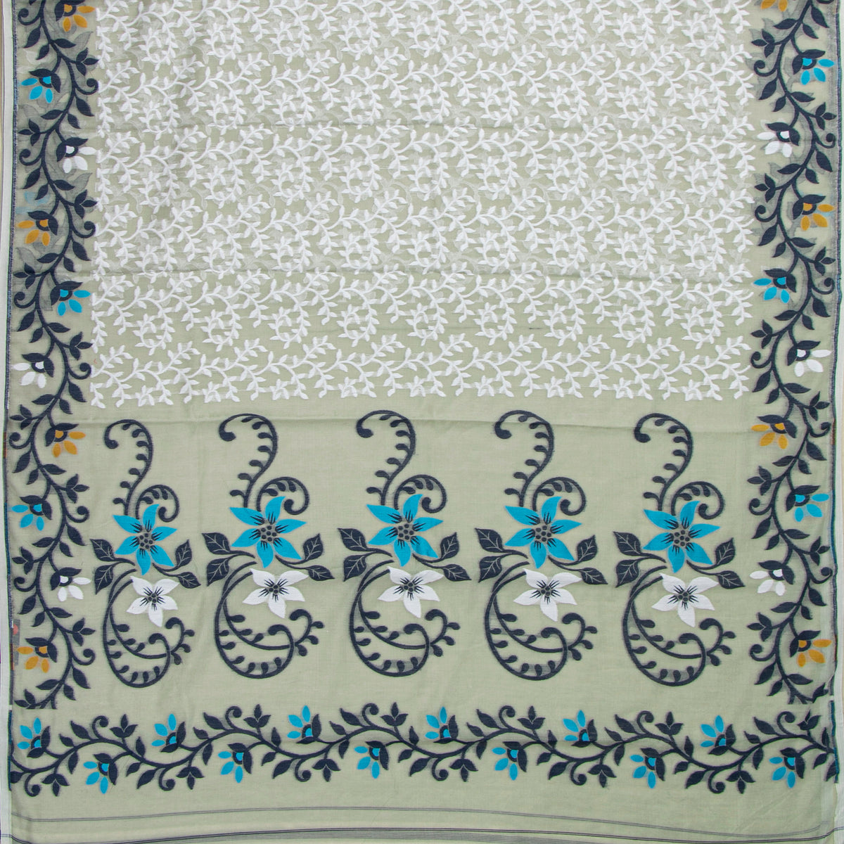 Pastel Green Dhakai Jamdani Muslin Silk Saree For Party Wear PV MJ 179