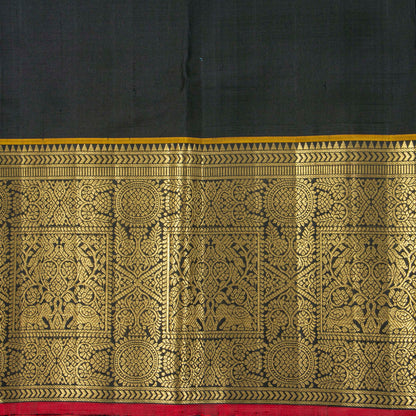 Turquoise Blue And Black Kanchipuram Silk Saree For Wedding Wear PV NYC 1852