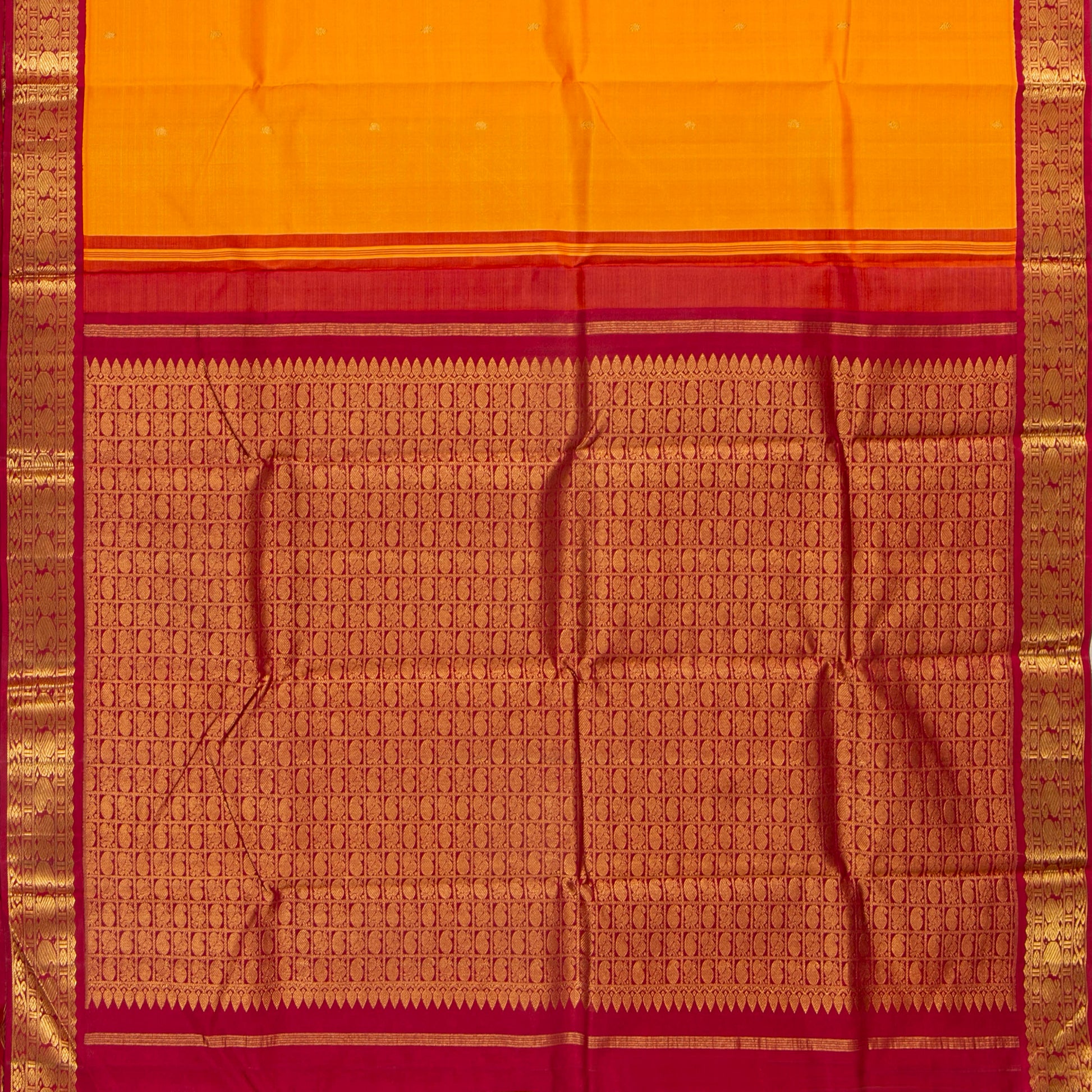 Yellow And Red Kanchipuram Silk Saree For Festive Wear PV NYC 1779 - Silk Sari - Panjavarnam PV NYC 1779