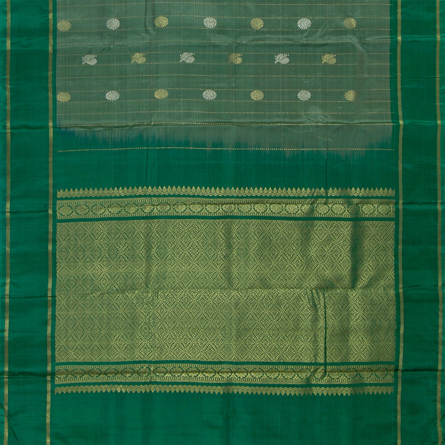 Sage Green Kanchipuram Silk Saree For Festive Wear PV NYC 1871