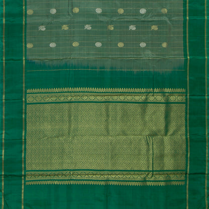 Sage Green Kanchipuram Silk Saree For Festive Wear PV NYC 1871