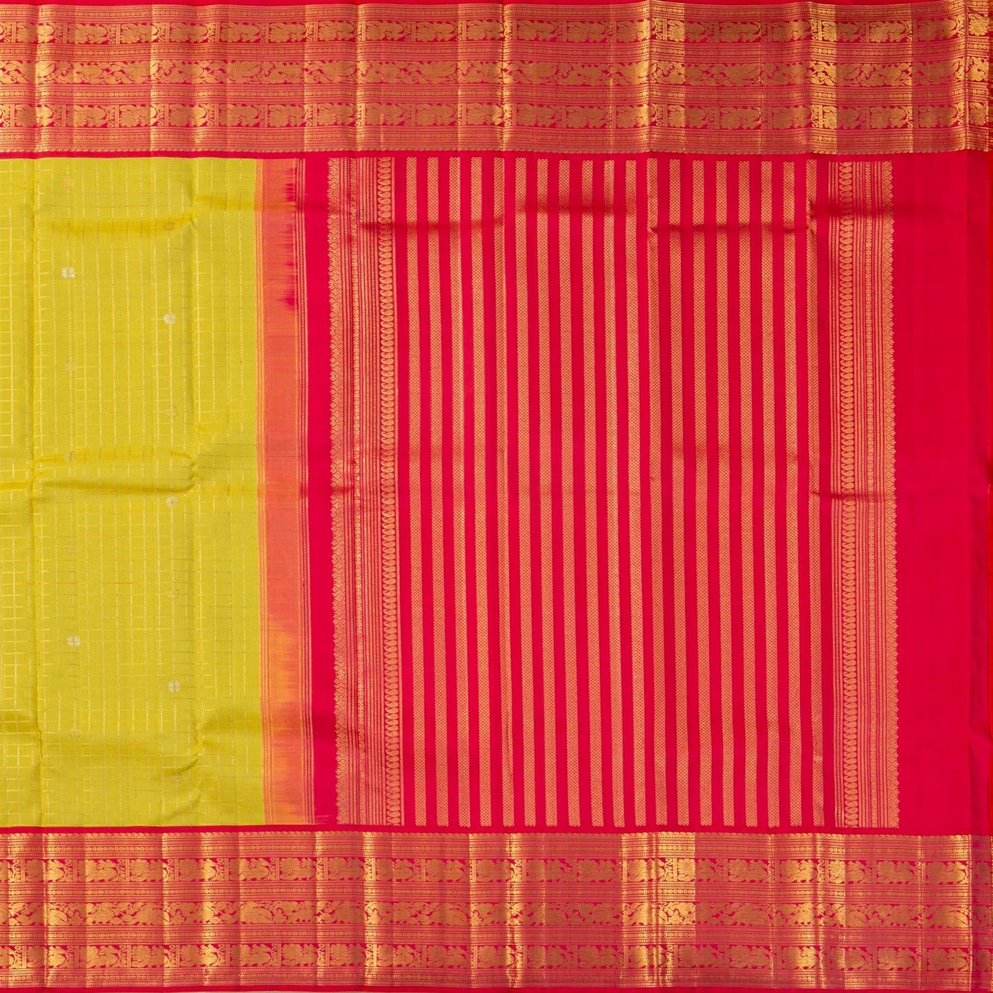 Green And Pink Kanchipuram Silk Saree For Wedding Wear PV NYC 1785