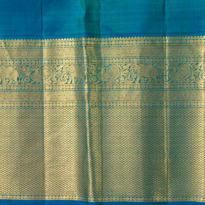 Yellow And Blue Kanchipuram Silk Saree For Festive Wear PV NYC 1848 - Silk Sari - Panjavarnam PV NYC 1848