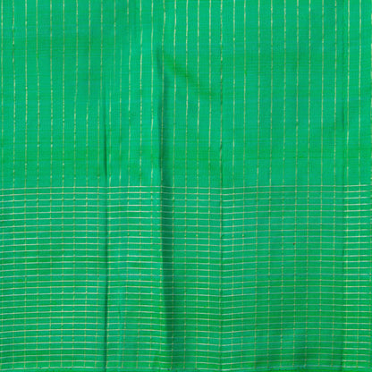 Blue And Green Kanchipuram Silk Saree With Zari Stripes For Wedding Wear PV NYC 1805
