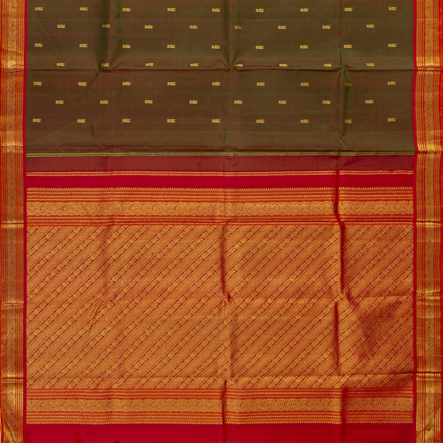 Maanthulir Green And Red Kanchipuram Silk Saree For Festive Wear PV NYC 1778