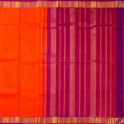 Orange And Magenta Kanchipuram Silk Saree With Arai Maadam Borders For Festive Wear PV NYC 1774