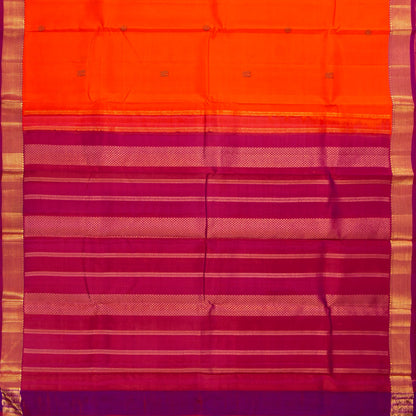 Orange And Magenta Kanchipuram Silk Saree With Arai Maadam Borders For Festive Wear PV NYC 1774