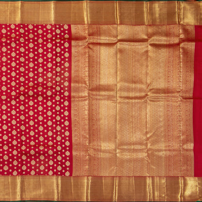 Red Kanchipuram Silk Saree For Wedding Wear PV NYC 1843