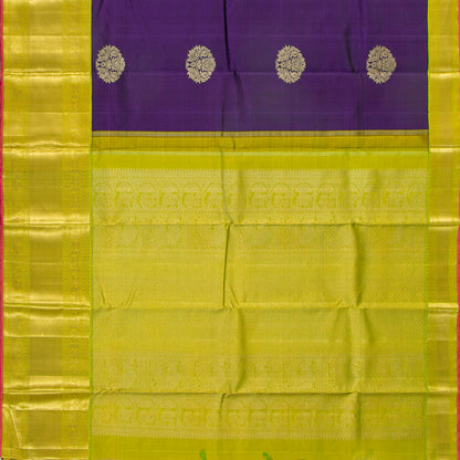 Purple And Light Green Kanchipuram Silk Saree For Bridal Wear PV NYC 1855