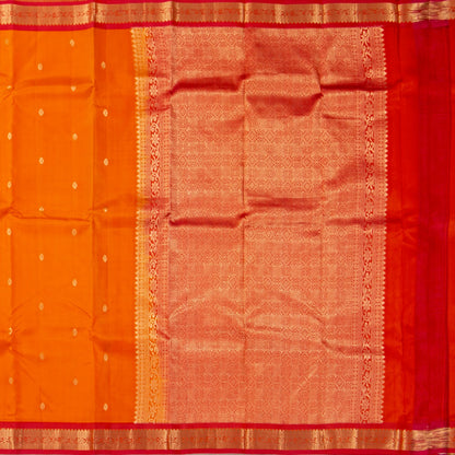 Orange And Red Kanchipuram Silk Saree For Festive Wear PV NYC 1814