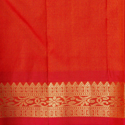 Orange And Red Kanchipuram Silk Saree For Festive Wear PV NYC 1814