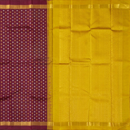 Maroon And Mustard Kanchipuram Silk Saree With Zari Buttas For Wedding Wear PV NYC 1743 - Silk Sari - Panjavarnam 