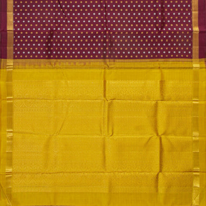 Maroon And Mustard Kanchipuram Silk Saree With Zari Buttas For Wedding Wear PV NYC 1743 - Silk Sari - Panjavarnam 