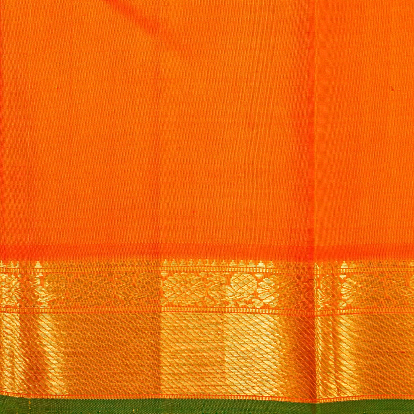 Light Green And Orange Kanchipuram Silk Saree For Festive Wear PV NYC 1821