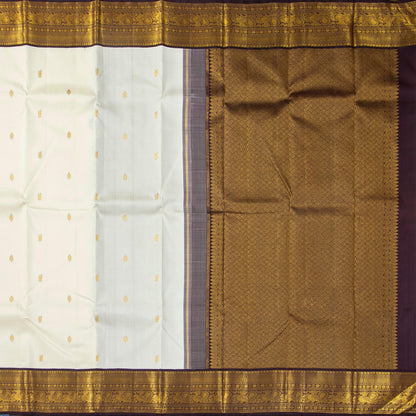 White And Purple Kanchipuram Silk Saree With Korvai Border For Festive Wear PV NYC 1749 - Silk Sari - Panjavarnam PV NYC 1749