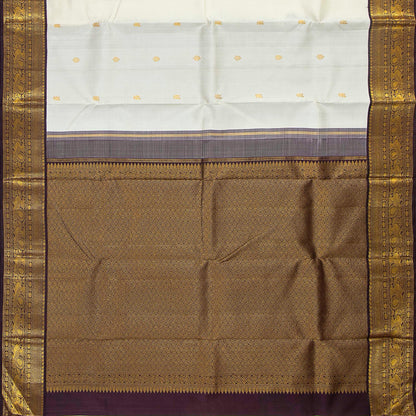 White And Purple Kanchipuram Silk Saree With Korvai Border For Festive Wear PV NYC 1749 - Silk Sari - Panjavarnam PV NYC 1749