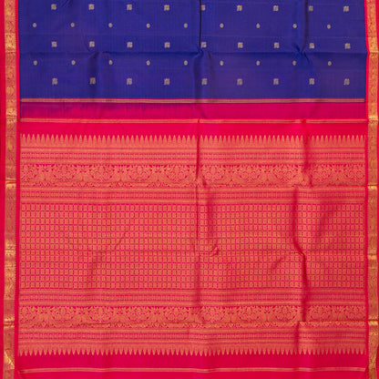 Blue And Pink Kanchipuram Silk Saree For Wedding Wear PV NYC 1849 - Silk Sari - Panjavarnam PV NYC 1849