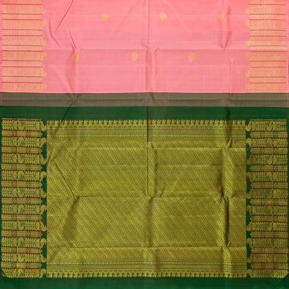 Pastel Pink And Green Kanchipuram Silk Saree For Wedding Wear PV NYC 1851