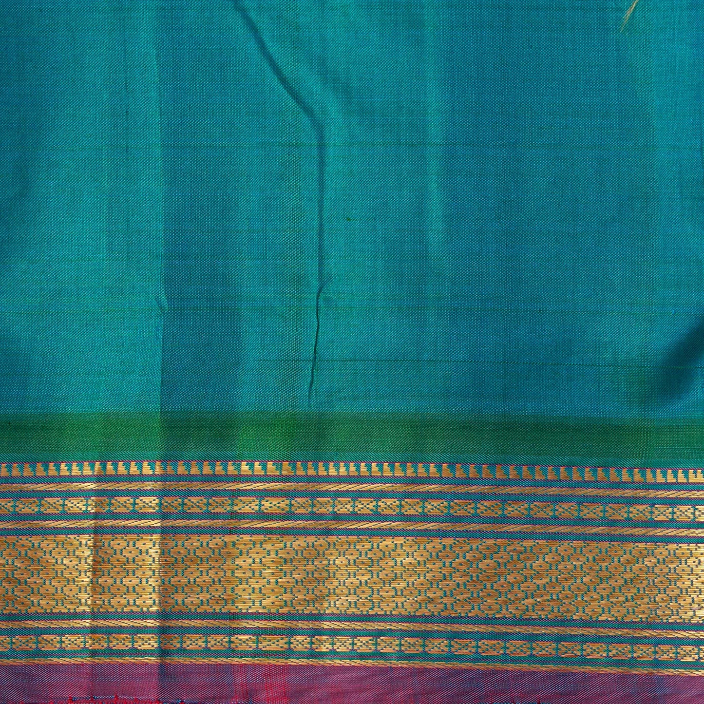 Blue And Turquoise Kanchipuram Silk Saree With Zari Butta For Festive Wear PV NYC 1816