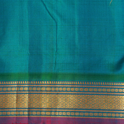 Blue And Turquoise Kanchipuram Silk Saree With Zari Butta For Festive Wear PV NYC 1816