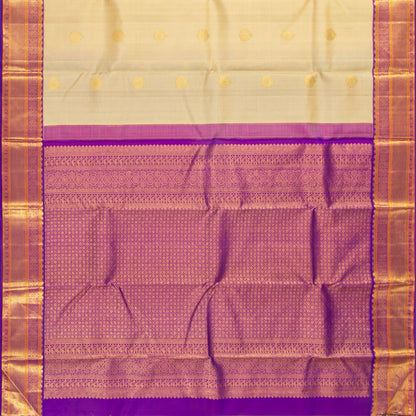 Beige And Purple Kanchipuram Silk Saree For Wedding Wear PV NYC 1924