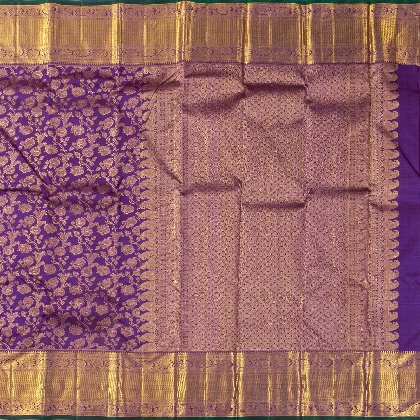 Purple And Gold Kanchipuram Silk Saree For Bridal Wear PV NYC 1770