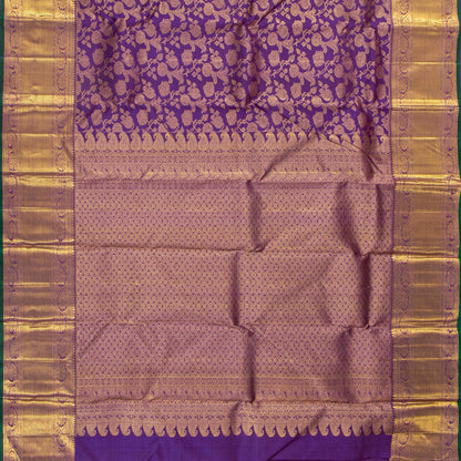 Purple And Gold Kanchipuram Silk Saree For Bridal Wear PV NYC 1770