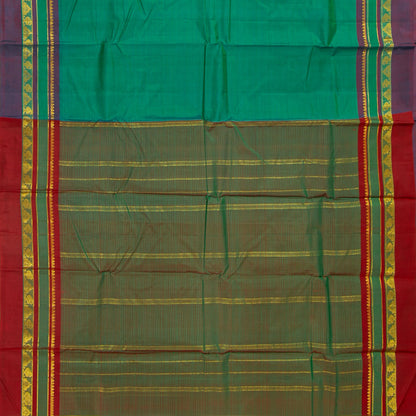 Teal And Red Kanchipuram SIlk Saree For Festive Wear PV NYC 1813