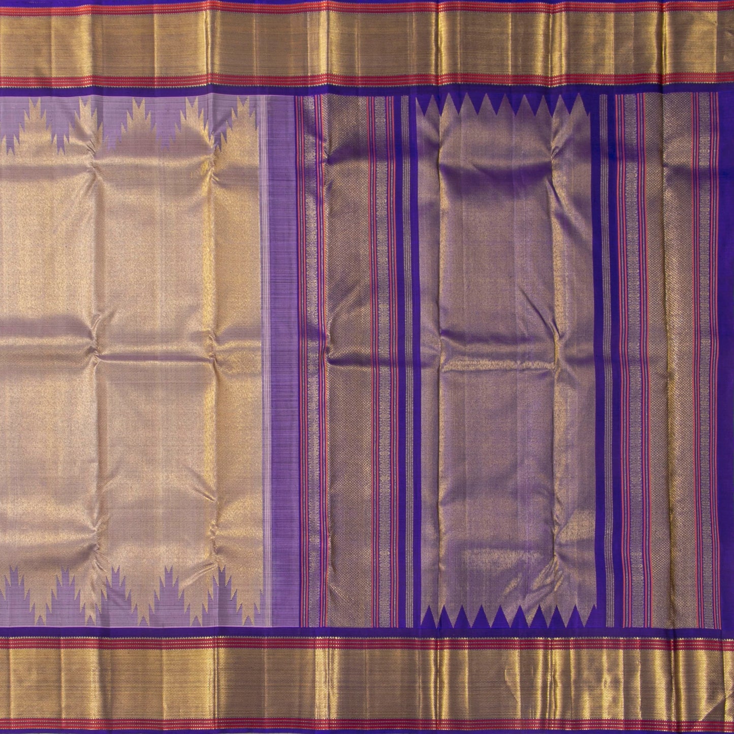Lavender And Blue Kanchipuram Silk Saree For Bridal Wear PV NYC 1767