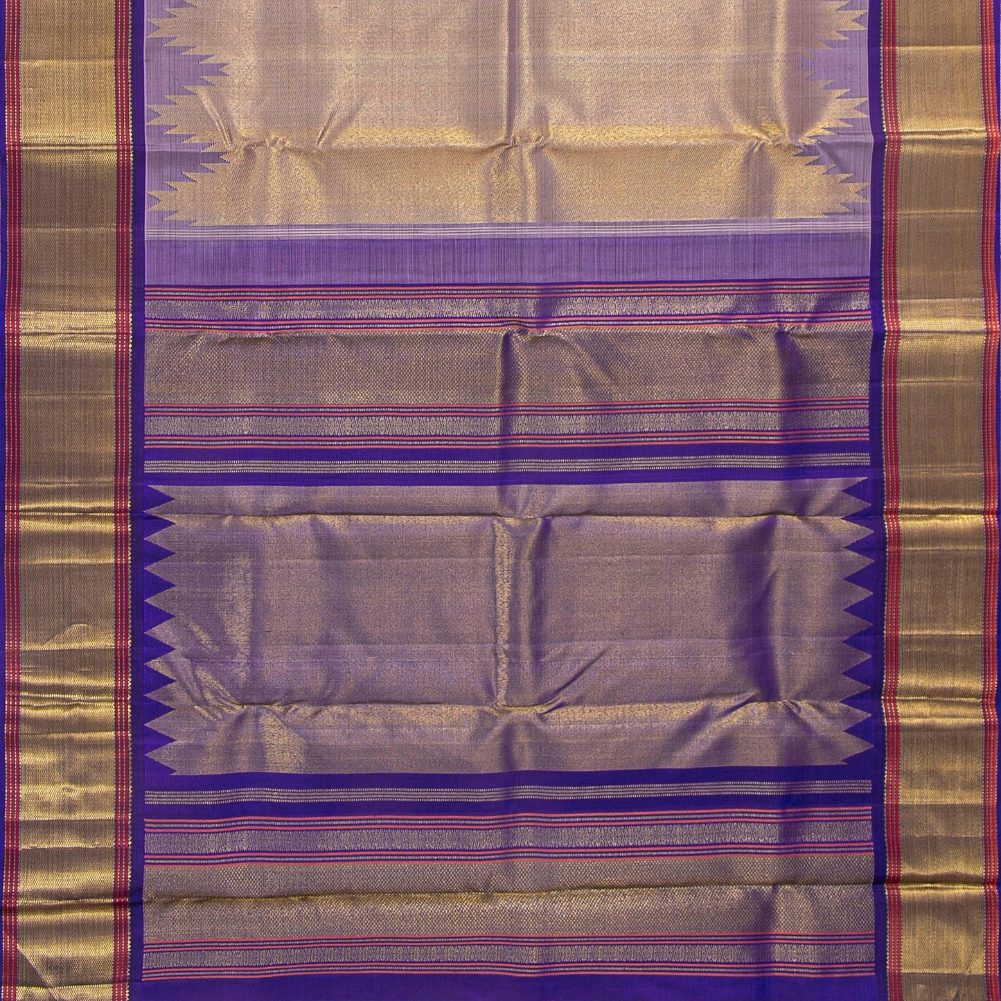 Lavender And Blue Kanchipuram Silk Saree For Bridal Wear PV NYC 1767