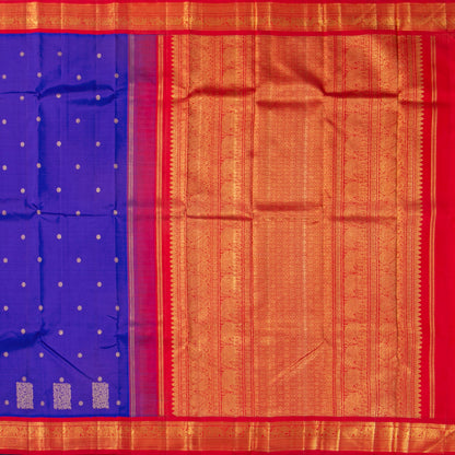 Blue And Red Kanchipuram Silk Saree For Festive Wear PV NYC 1846