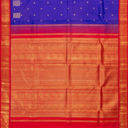Blue And Red Kanchipuram Silk Saree For Festive Wear PV NYC 1846